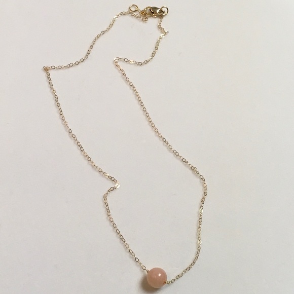 14k Gold Filled Necklace W/ Single Morganite Bead - Picture 3 of 8